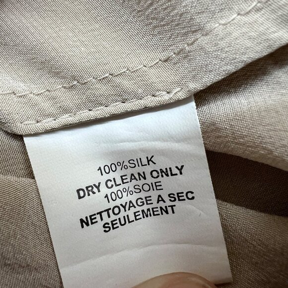 Trina Turk Helinda Silk Tie-Front Blouse Beige Tan Long Sleeve Size Small - Picture 10 of 12